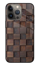 Wooden Cube Design iPhone 13 Pro Glass Case Back Cover by Casekaro