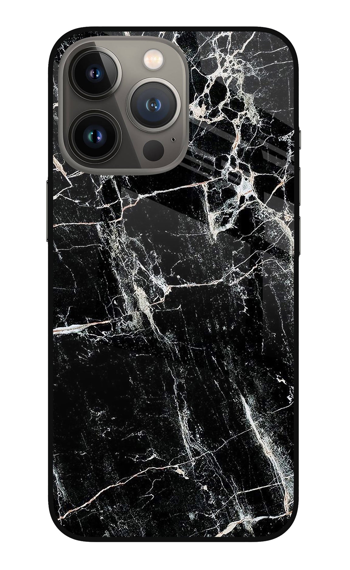 Black Marble Texture iPhone 13 Pro Glass Case