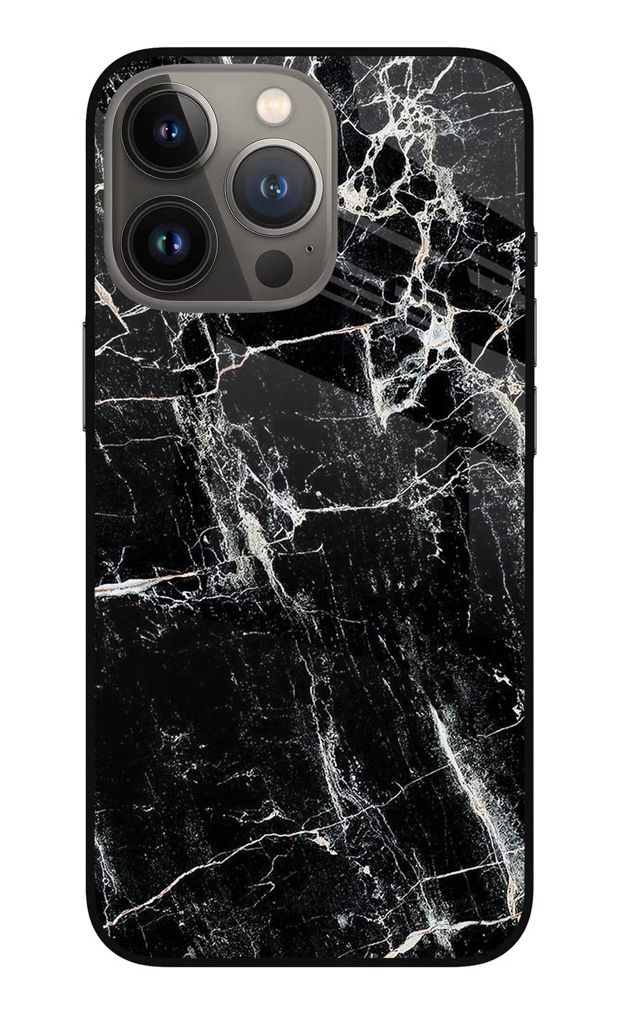 Black Marble Texture iPhone 13 Pro Back Cover, Metal case