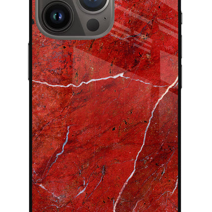 Red Marble Design iPhone 13 Pro Glass Case
