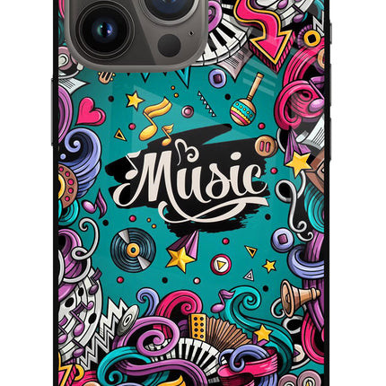 Music Graffiti iPhone 13 Pro Glass Case Back Cover by Casekaro