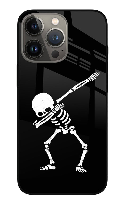 Dabbing Skeleton Art iPhone 13 Pro Glass Case