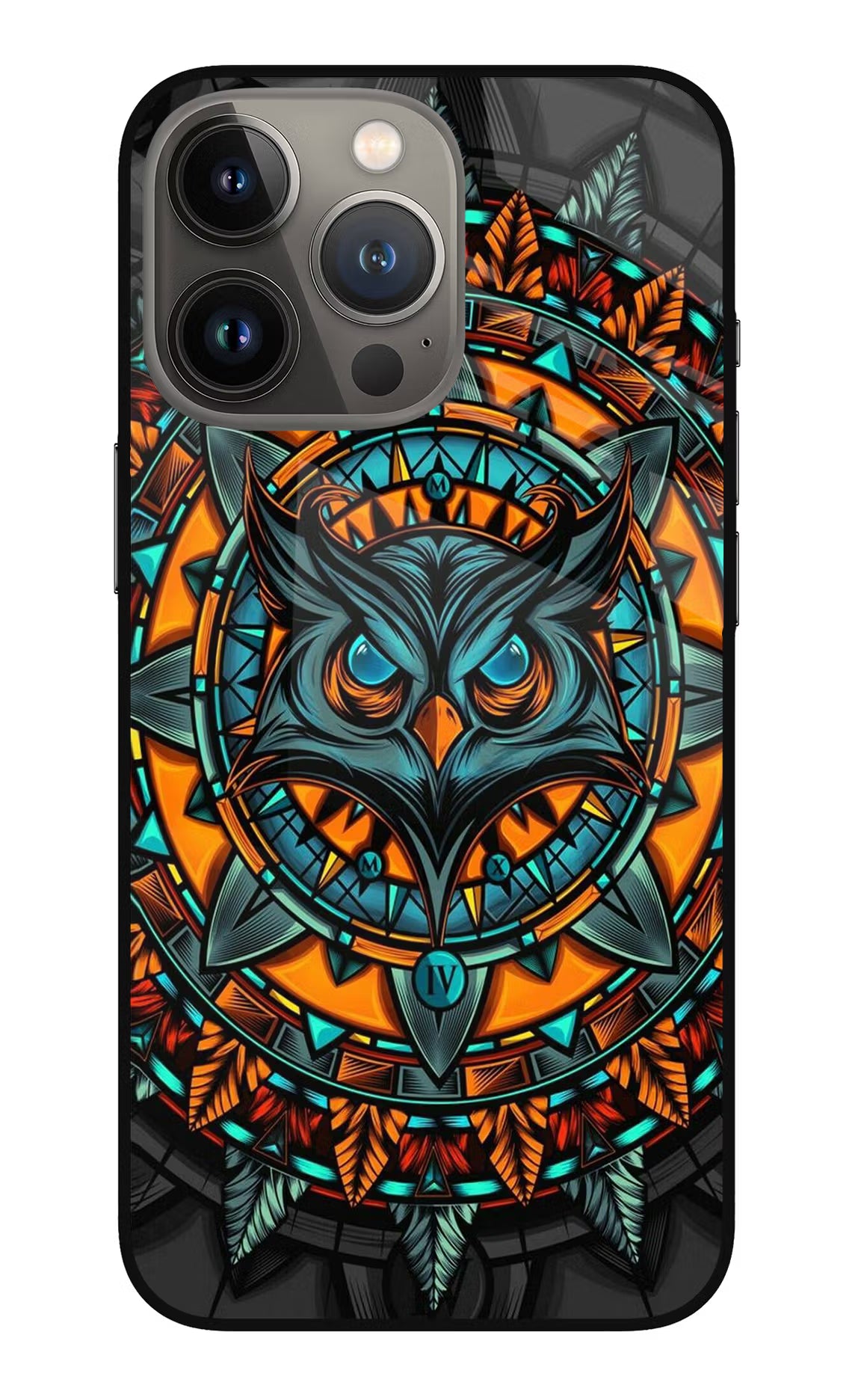 Angry Owl Art iPhone 13 Pro Glass Case Back Cover by Casekaro
