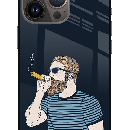 Smoking iPhone 13 Pro Glass Case Back Cover by Casekaro