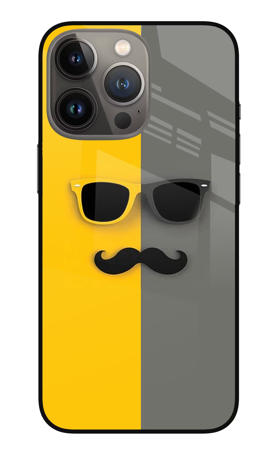 Sunglasses with Mustache iPhone 13 Pro Glass Case Back Cover by Casekaro