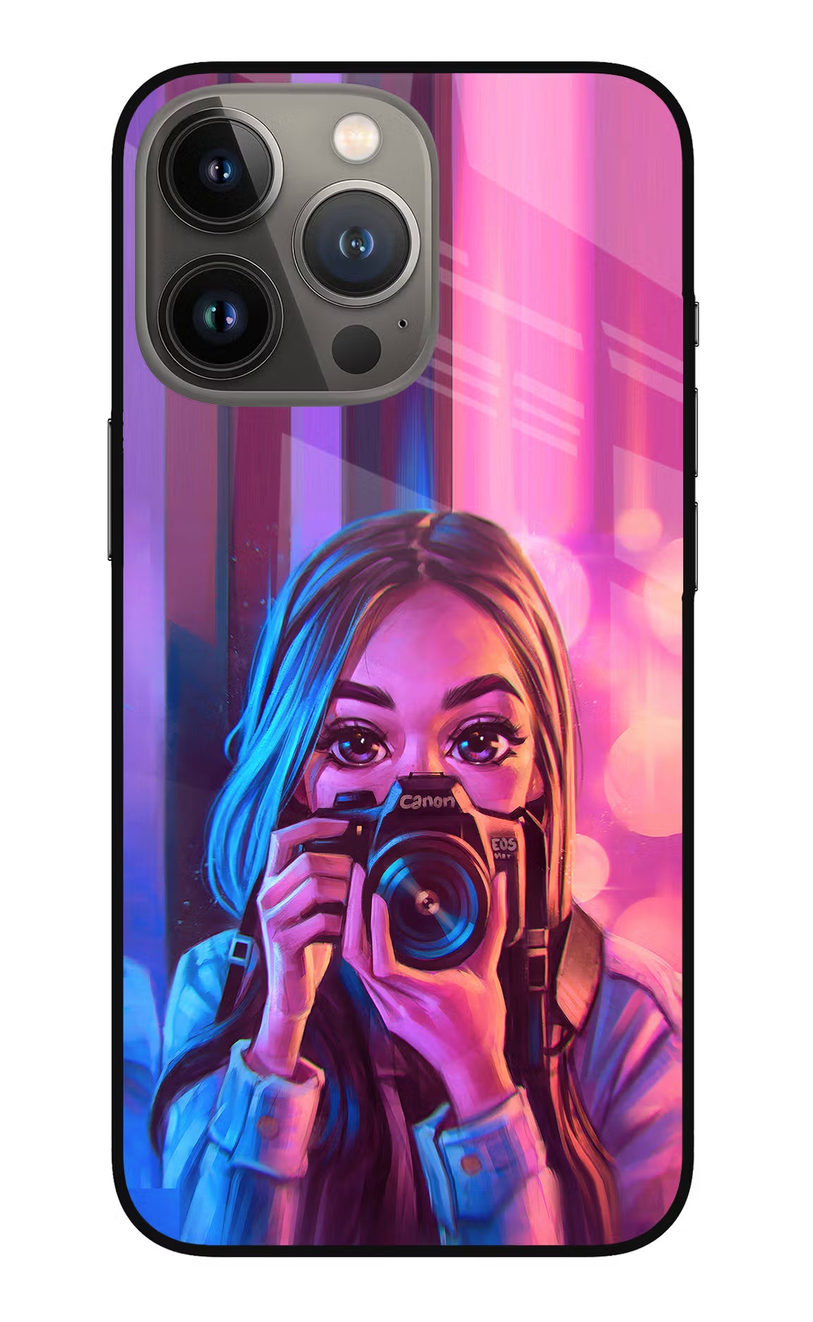 Girl Photographer iPhone 13 Pro Glass Case Back Cover by Casekaro