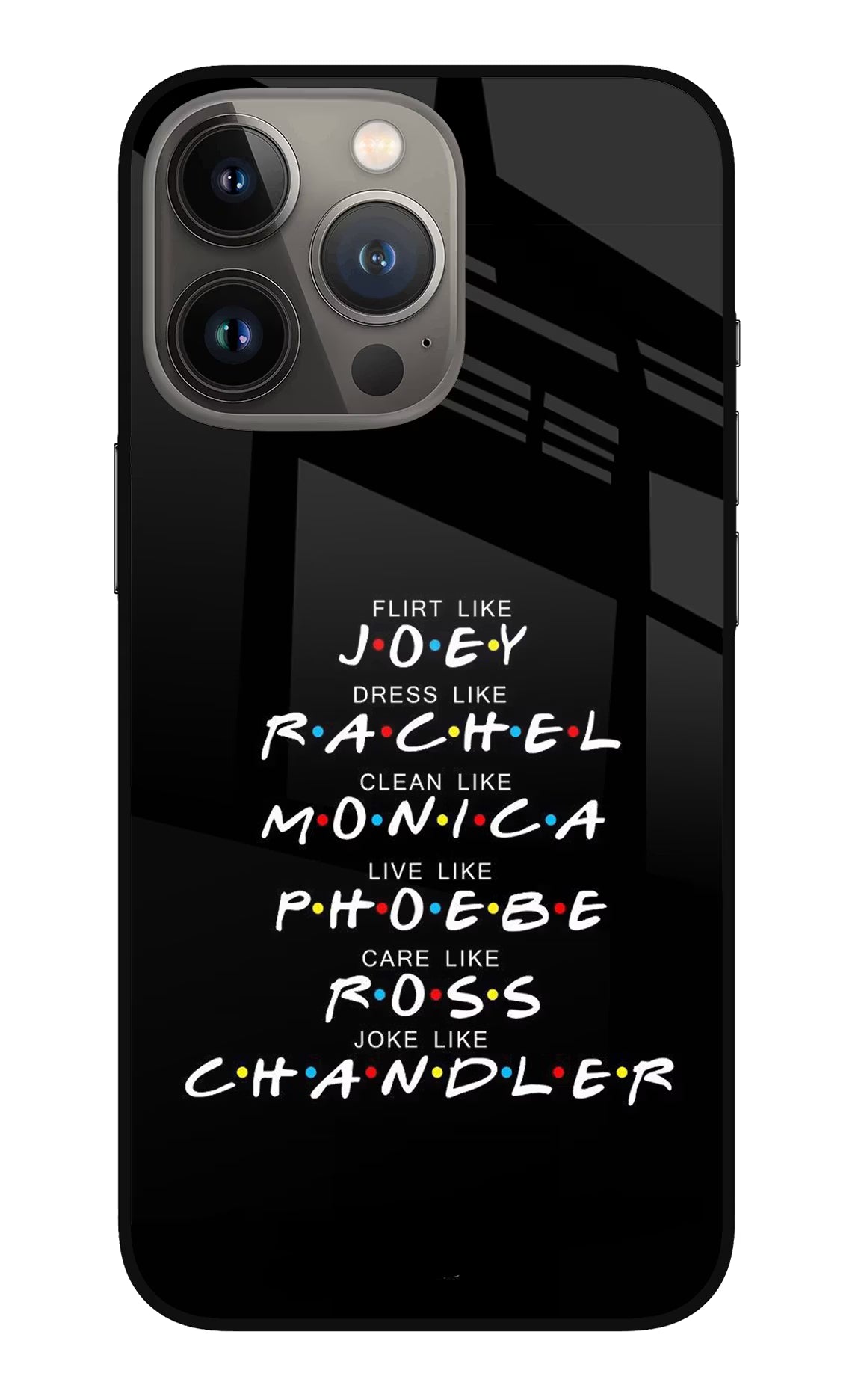FRIENDS Character iPhone 13 Pro Glass Case Back Cover by Casekaro