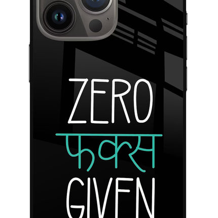 Zero Fucks Given iPhone 13 Pro Glass Case Back Cover by Casekaro