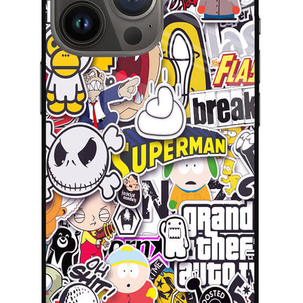 Sticker Bomb iPhone 13 Pro Glass Case Back Cover by Casekaro