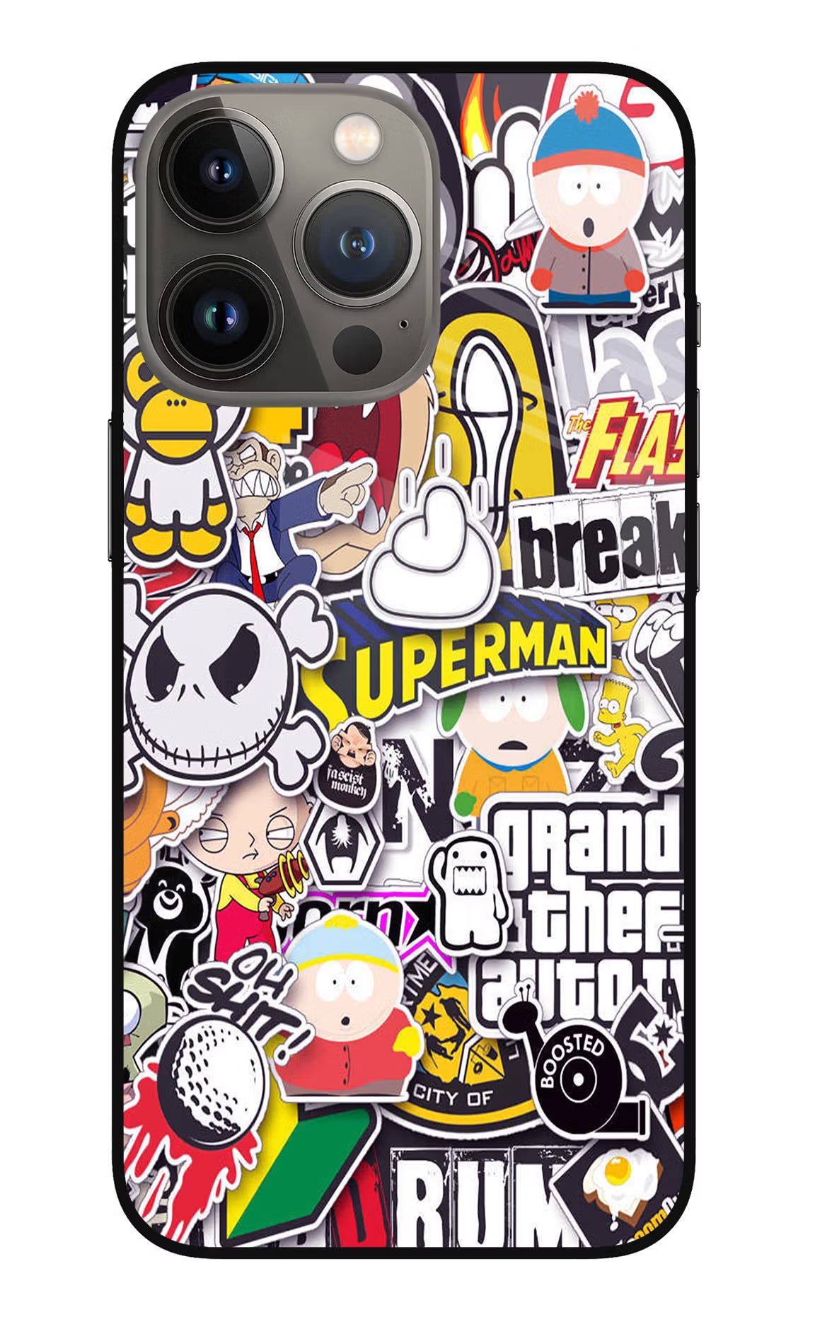 Sticker Bomb iPhone 13 Pro Glass Case Back Cover by Casekaro