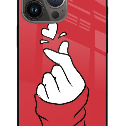 Korean Love Sign iPhone 13 Pro Glass Case Back Cover by Casekaro