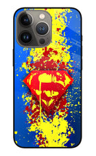 Superman logo iPhone 13 Pro Glass Case Back Cover by Casekaro