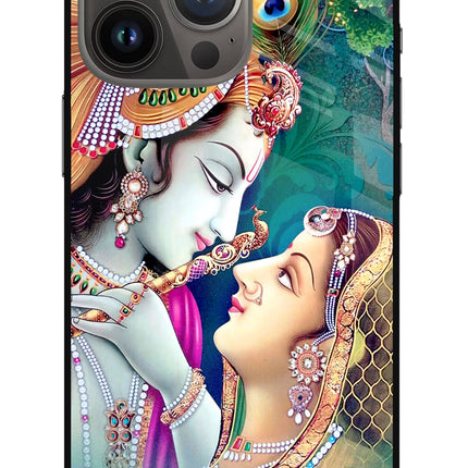 Lord Radha Krishna iPhone 13 Pro Glass Case Back Cover by Casekaro