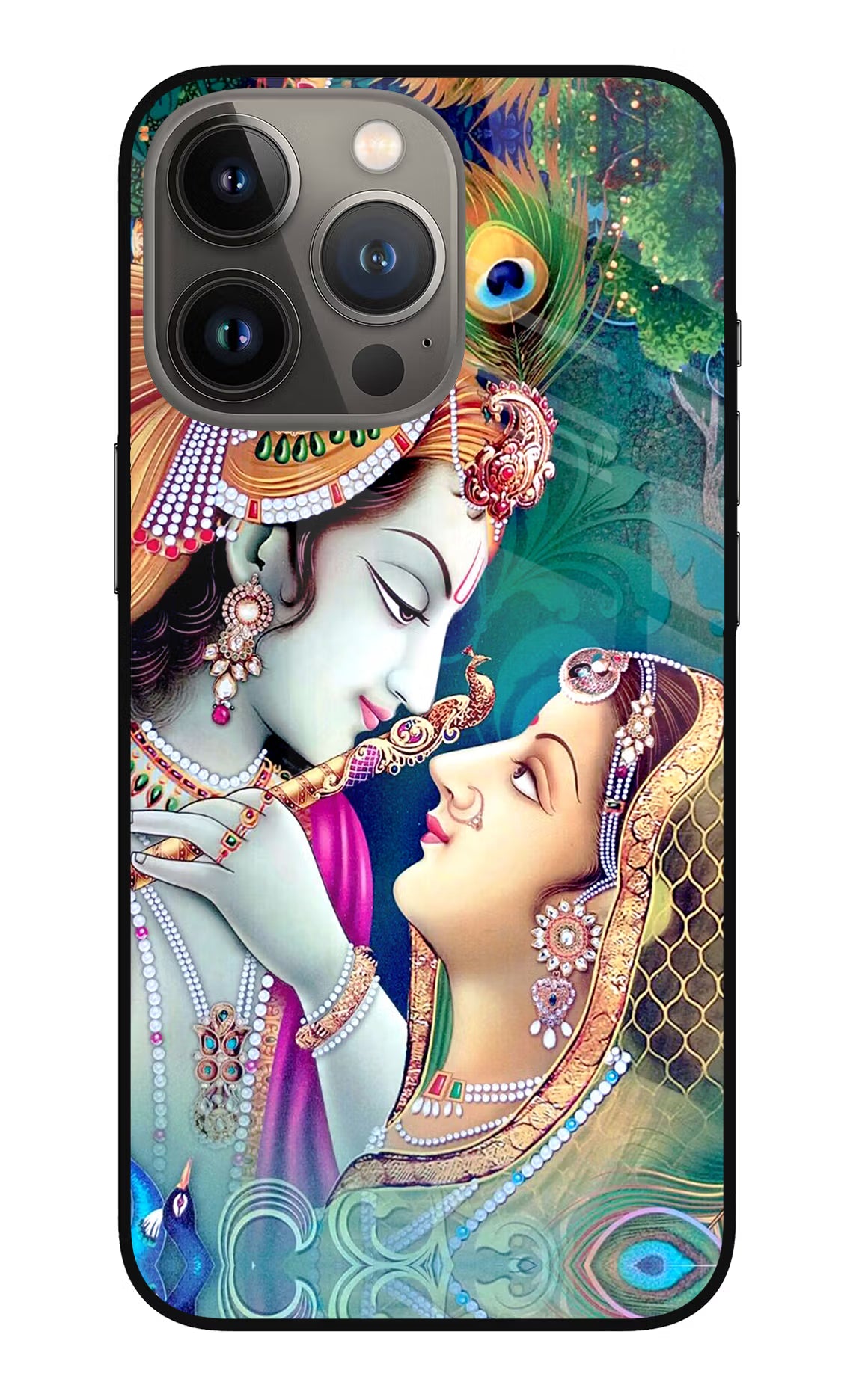 Lord Radha Krishna iPhone 13 Pro Glass Case Back Cover by Casekaro