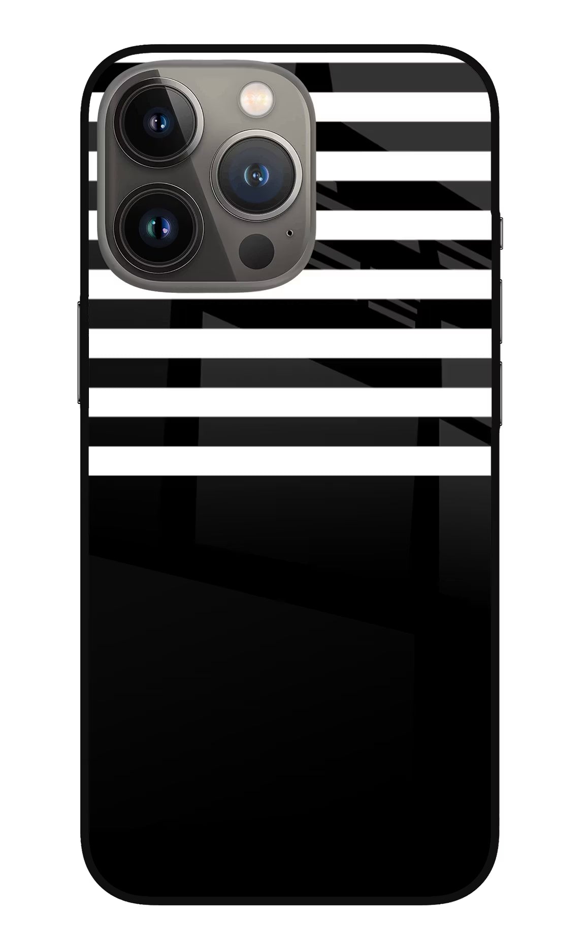 Black and White Print iPhone 13 Pro Glass Case Back Cover by Casekaro