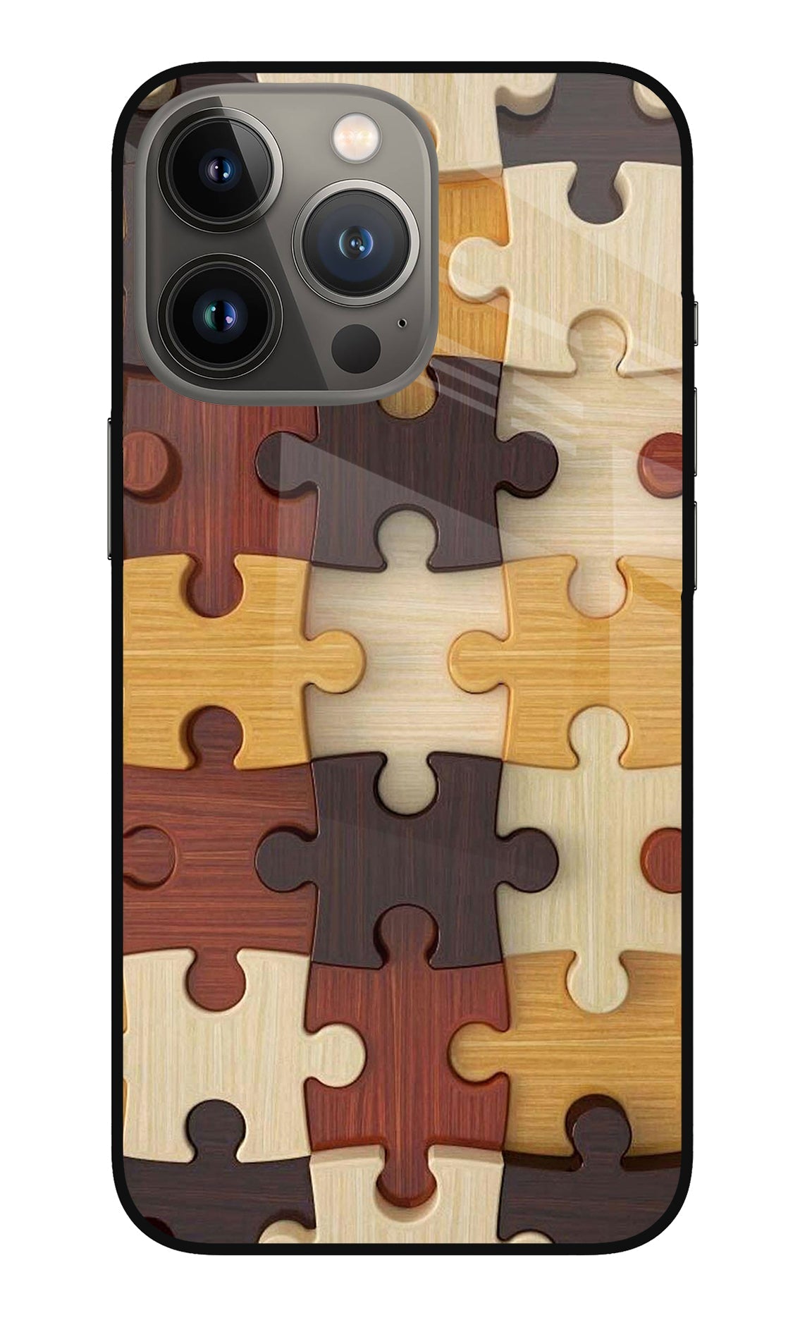 Wooden Puzzle iPhone 13 Pro Glass Case