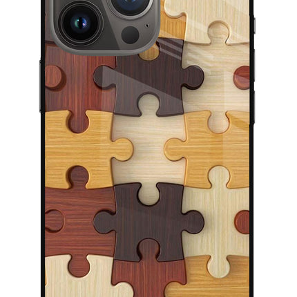 Wooden Puzzle iPhone 13 Pro Glass Case Back Cover by Casekaro