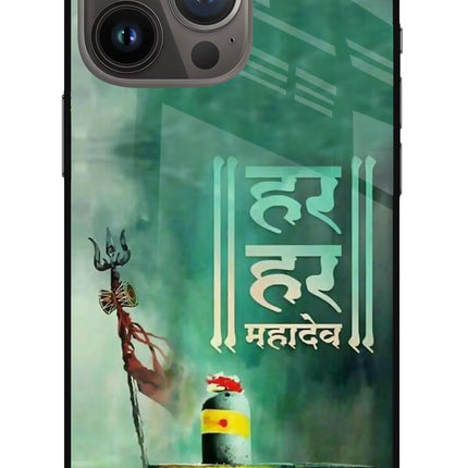 Har Har Mahadev Shivling iPhone 13 Pro Glass Case Back Cover by Casekaro