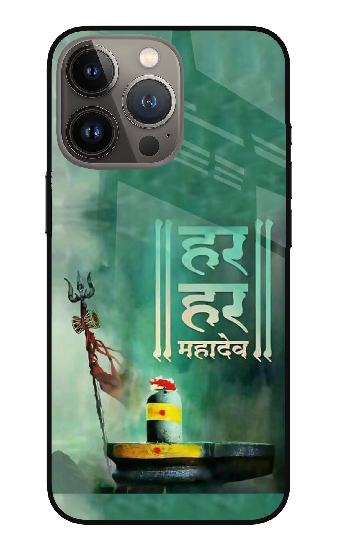 Har Har Mahadev Shivling iPhone 13 Pro Glass Case Back Cover by Casekaro