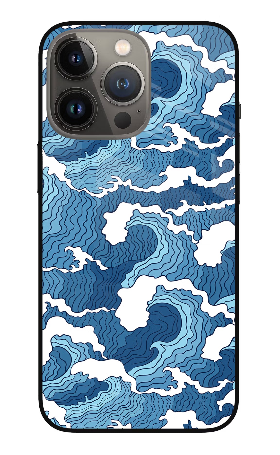 Blue Waves iPhone 13 Pro Glass Case Back Cover by Casekaro