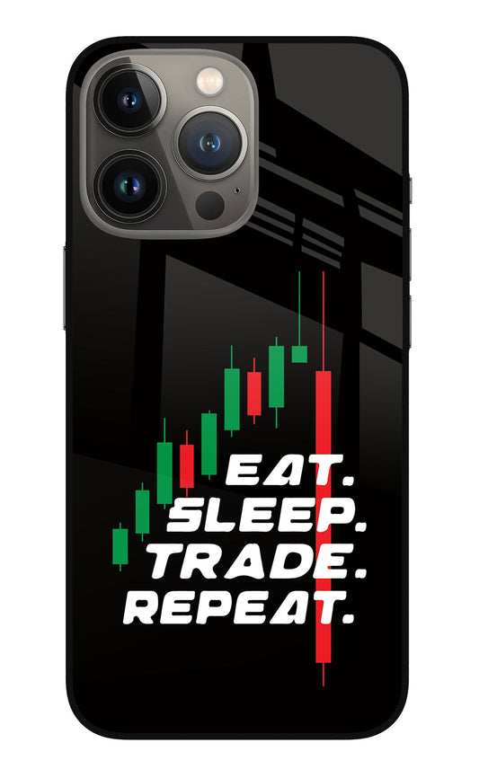 Eat Sleep Trade Repeat iPhone 13 Pro Glass Case