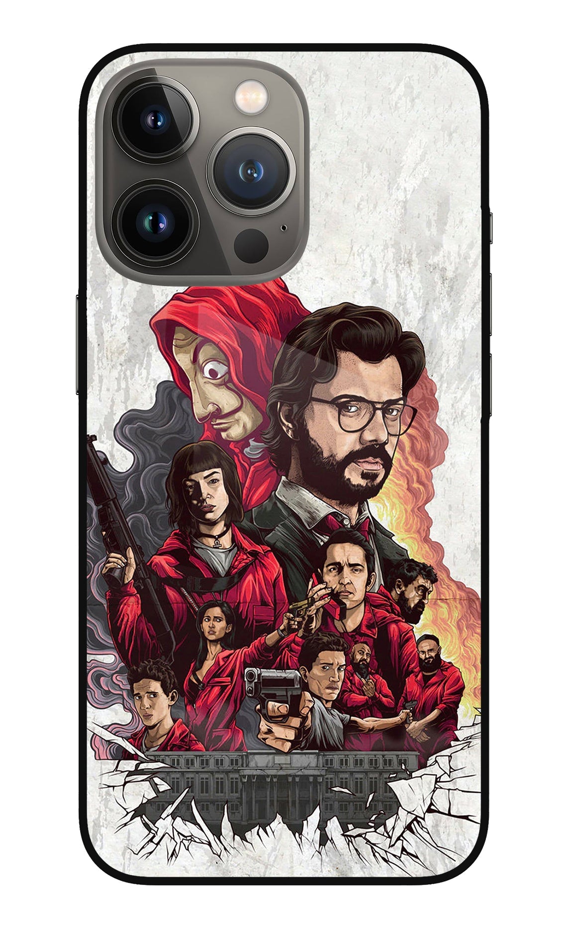 Money Heist Artwork iPhone 13 Pro Glass Case