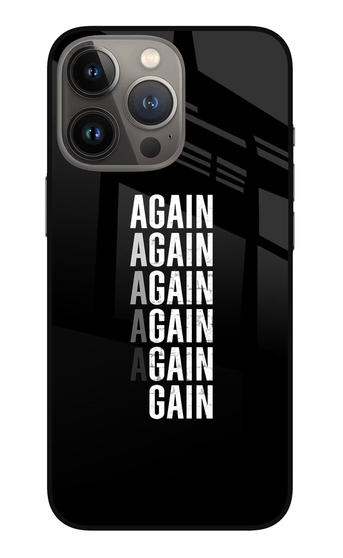 Again Again Gain iPhone 13 Pro Glass Case Back Cover by Casekaro