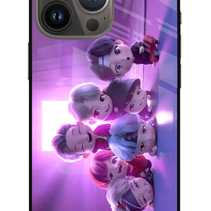 BTS Chibi iPhone 13 Pro Glass Case