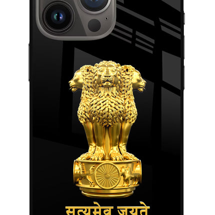 Satyamev Jayate Golden iPhone 13 Pro Glass Case