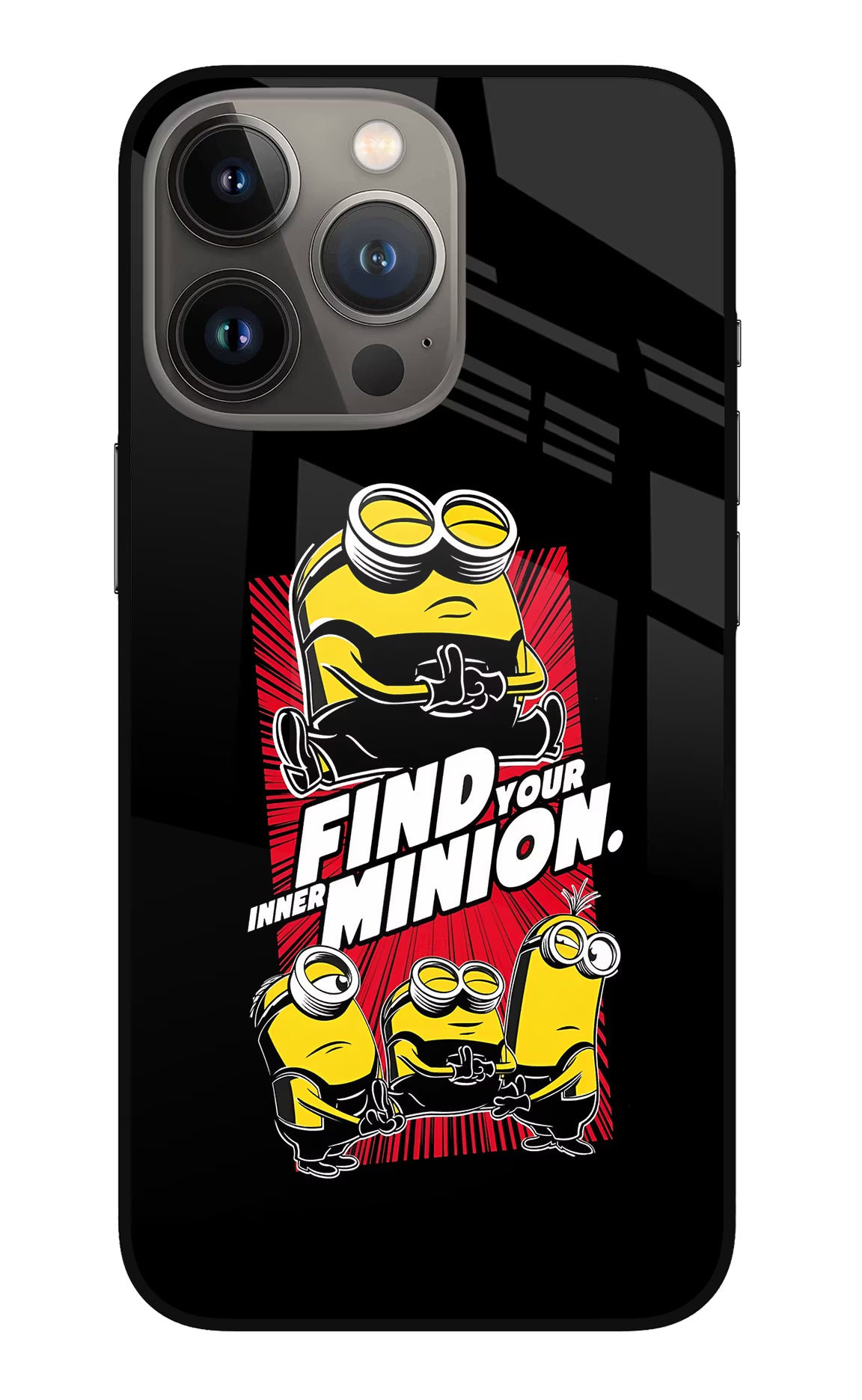 Find your inner Minion iPhone 13 Pro Glass Case Back Cover by Casekaro