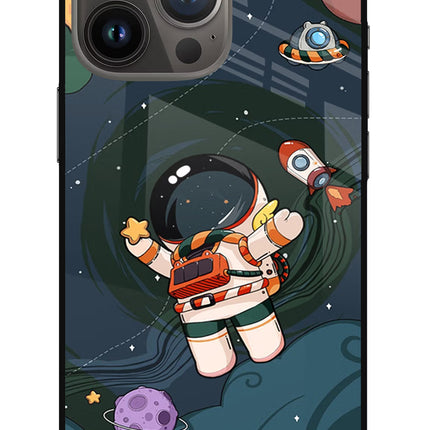 Cartoon Astronaut iPhone 13 Pro Glass Case Back Cover by Casekaro