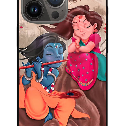 Radhe Krishna iPhone 13 Pro Glass Case Back Cover by Casekaro