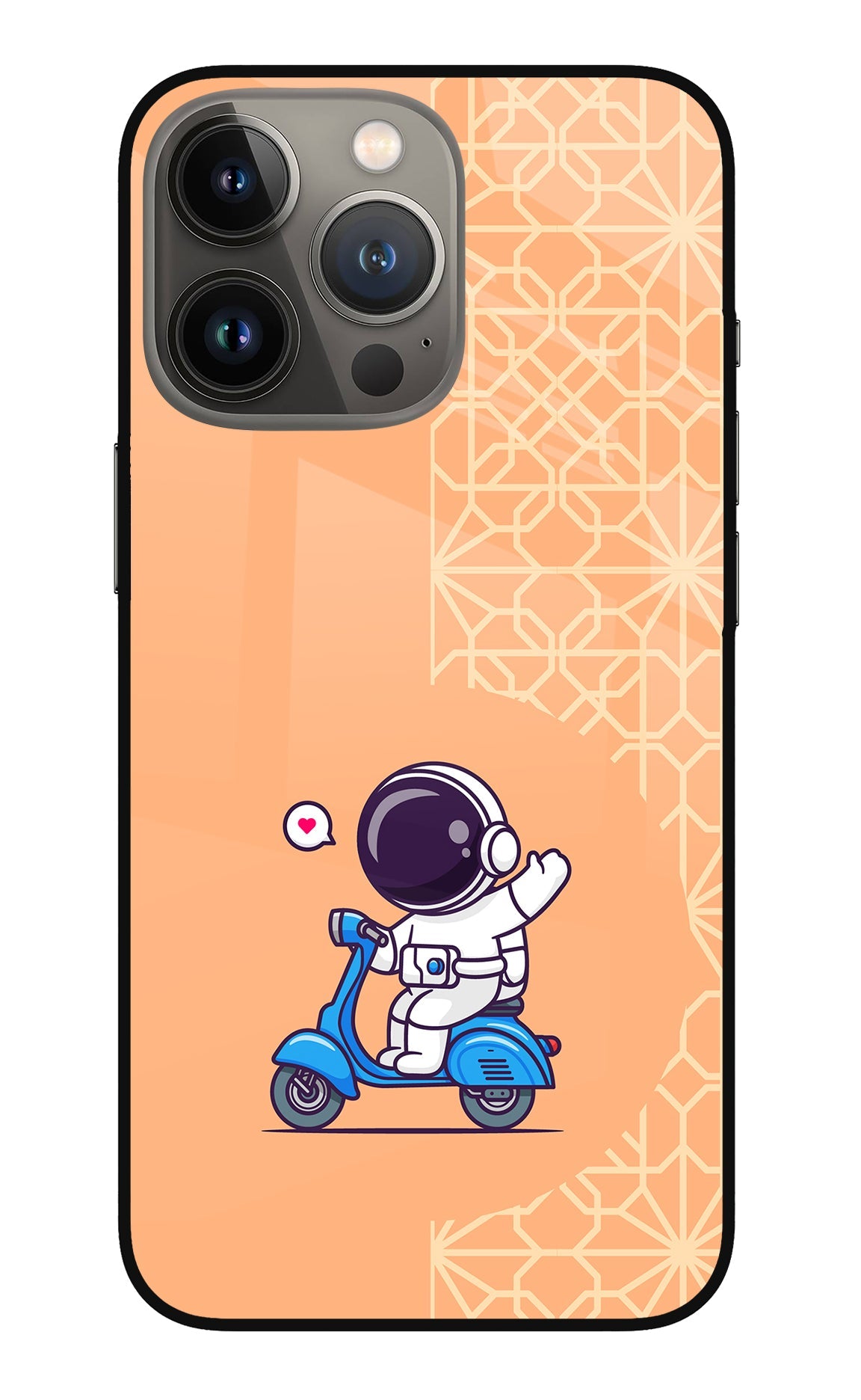 Cute Astronaut Riding iPhone 13 Pro Glass Case