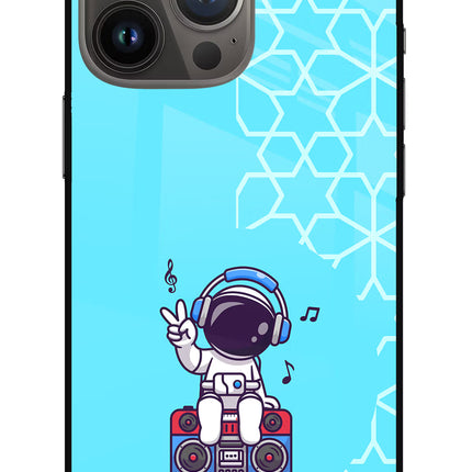 Cute Astronaut Chilling iPhone 13 Pro Glass Case Back Cover by Casekaro