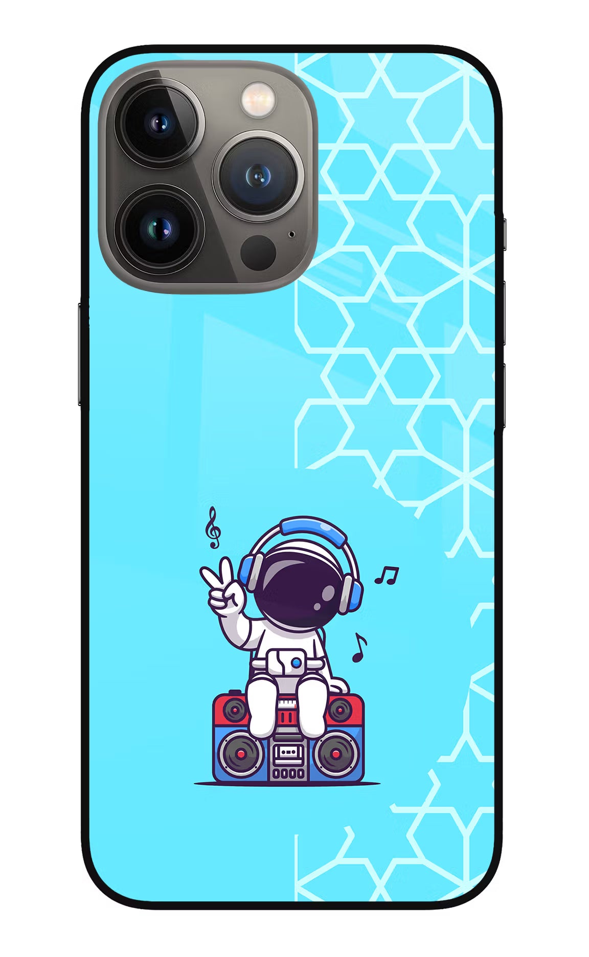 Cute Astronaut Chilling iPhone 13 Pro Glass Case Back Cover by Casekaro