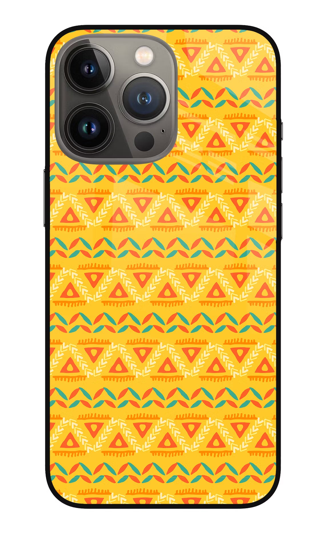 Tribal Pattern iPhone 13 Pro Glass Case Back Cover by Casekaro