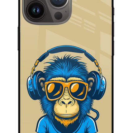 Monkey Headphone iPhone 13 Pro Glass Case Back Cover by Casekaro