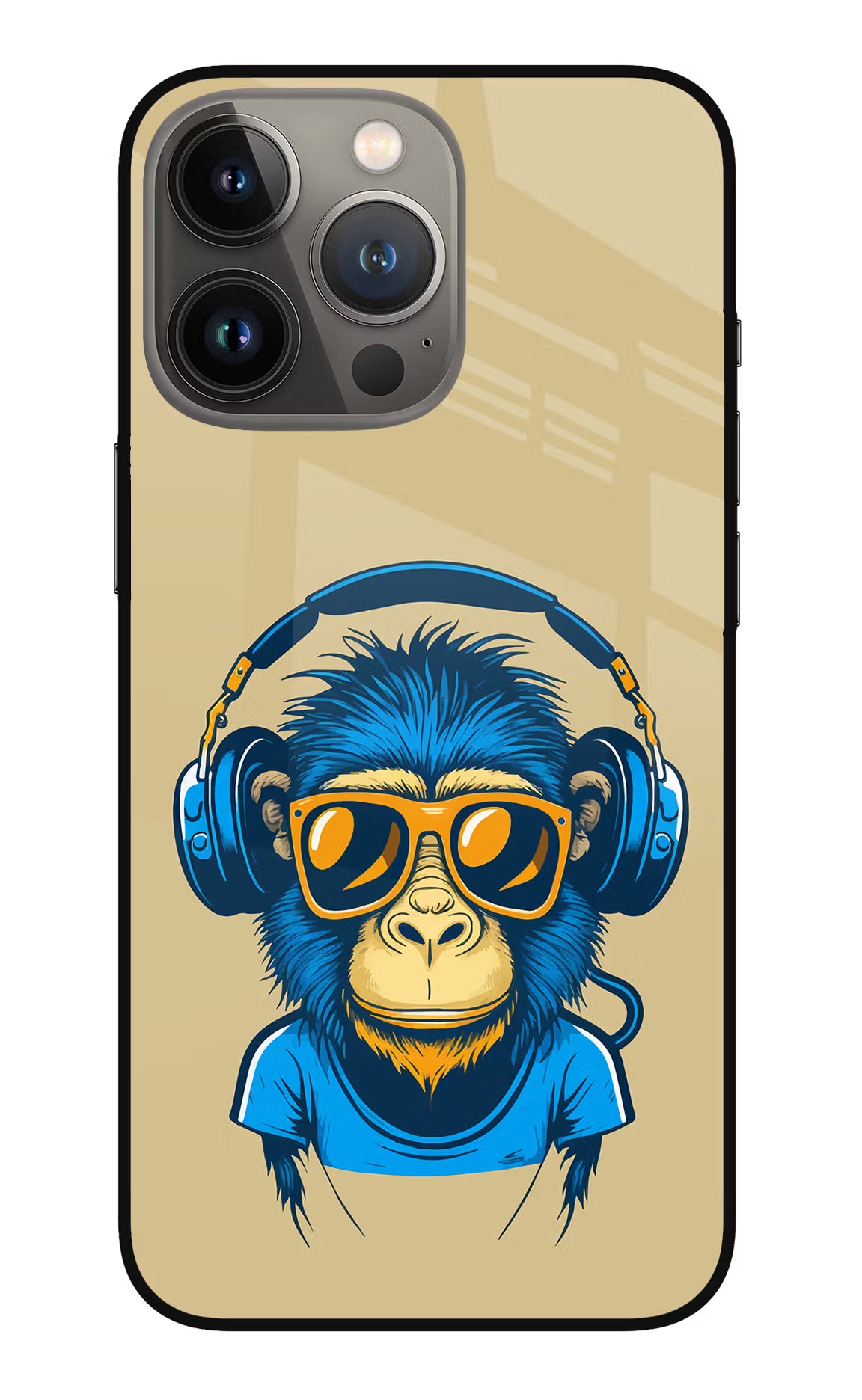 Monkey Headphone iPhone 13 Pro Glass Case Back Cover by Casekaro