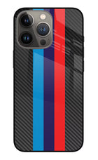 BMW Stripes Pattern iPhone 13 Pro Glass Case Back Cover by Casekaro