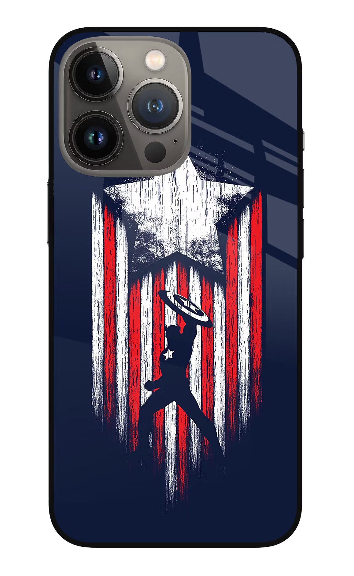 Captain America Marvel Art iPhone 13 Pro Glass Case Back Cover by Casekaro