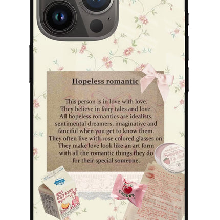 Hopeless Romantic iPhone 13 Pro Glass Case Back Cover by Casekaro