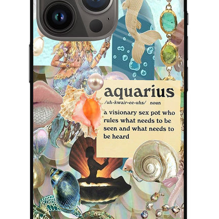 Aquarius Zodiac iPhone 13 Pro Glass Case Back Cover by Casekaro