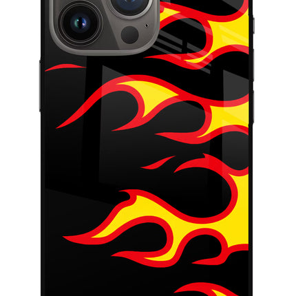 Side Sweep Flames iPhone 13 Pro Glass Case Back Cover by Casekaro