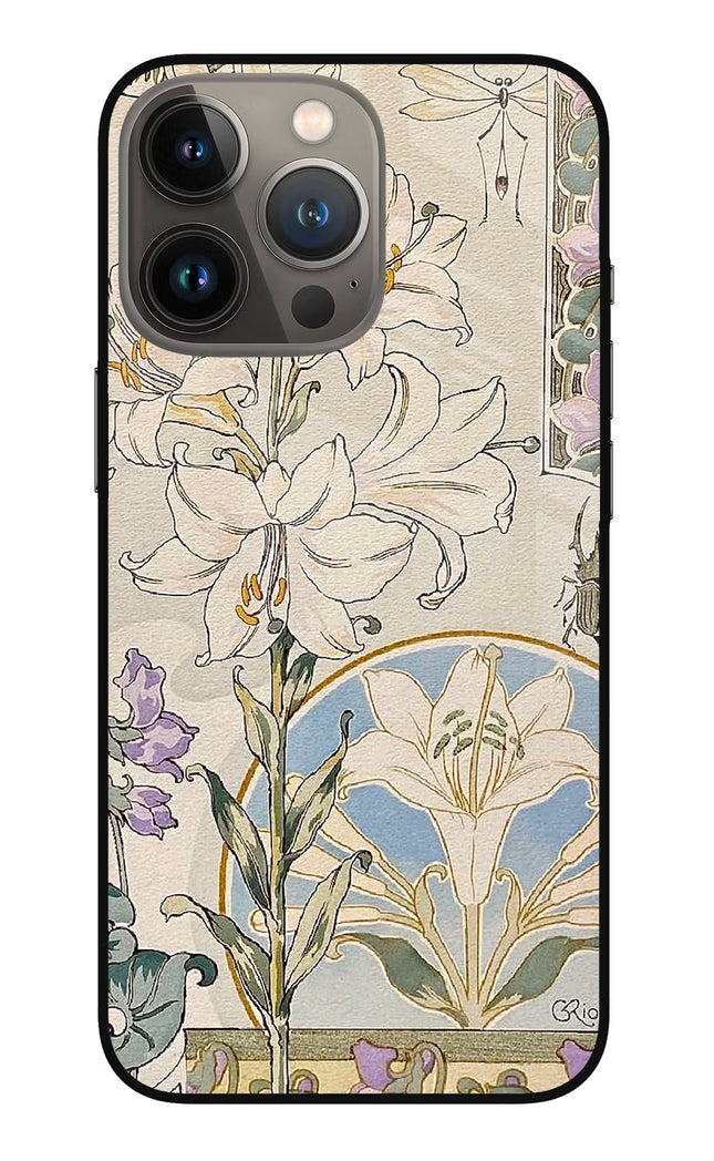 White Lily iPhone 13 Pro Glass Case