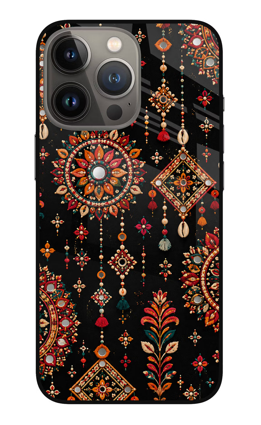 Boho Noir iPhone 13 Pro Back Cover, Glass case