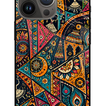 Folk Print iPhone 13 Pro Glass Case