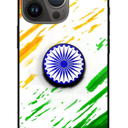 Indian Flag Ashoka Chakra iPhone 13 Pro Glass Case