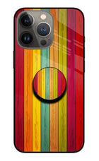 Multicolor Wooden iPhone 13 Pro Glass Case
