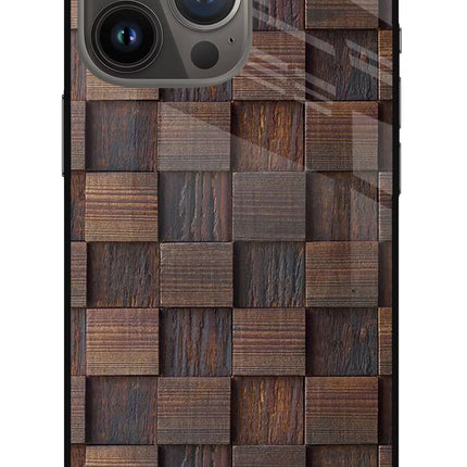 Wooden Cube Design iPhone 13 Pro Max Glass Case