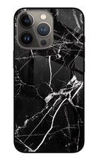 Black Marble Pattern iPhone 13 Pro Max Glass Case Back Cover by Casekaro